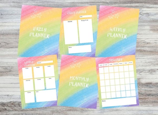 Undated Rainbow Planner Daily Weekly Monthly Printable PDF - Image 2