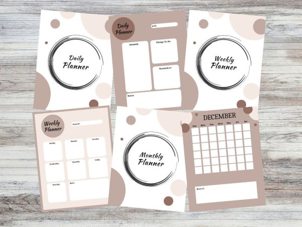 Undated Circles Planner Daily Weekly Monthly Printable PDF - Image 2